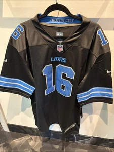 NWT Detroit Lions #16 Jared Goff Stitched BLACK Football Game Jersey Men's 2XL - Picture 1 of 12