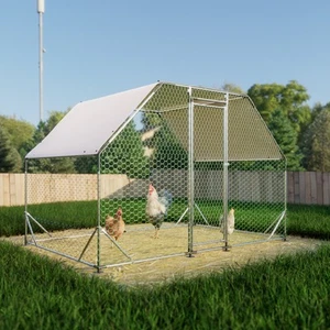Large Metal Chicken Coop Walk In Poultry Cage Waterproof Cover 9ft x 6ft Run - Picture 1 of 7