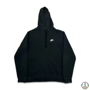 Nike Sportswear Hoodie Men Medium Black Swoosh Pullover Fleece Hooded Sweatshirt - Picture 1 of 5