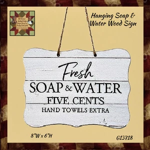 Fresh Soap &amp; Water Hanging Wood Sign - Picture 1 of 3