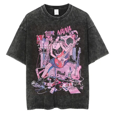 Japanese Anime NANA T-Shirt Vintage Washed Harajuku Graphic Tee Unisex S-XXXL - Image 1 of 4