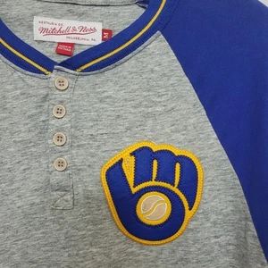 Mitchell & Ness Brewers Baseball Trikot Henley Shirt MLB Cooperstown Gr. M - Bild 1 von 8