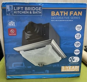 LIFT BRIDGE KITCHEN & BATH Decorative Square Brushed Nickel 110CFM Exhaust Fan - Picture 1 of 4