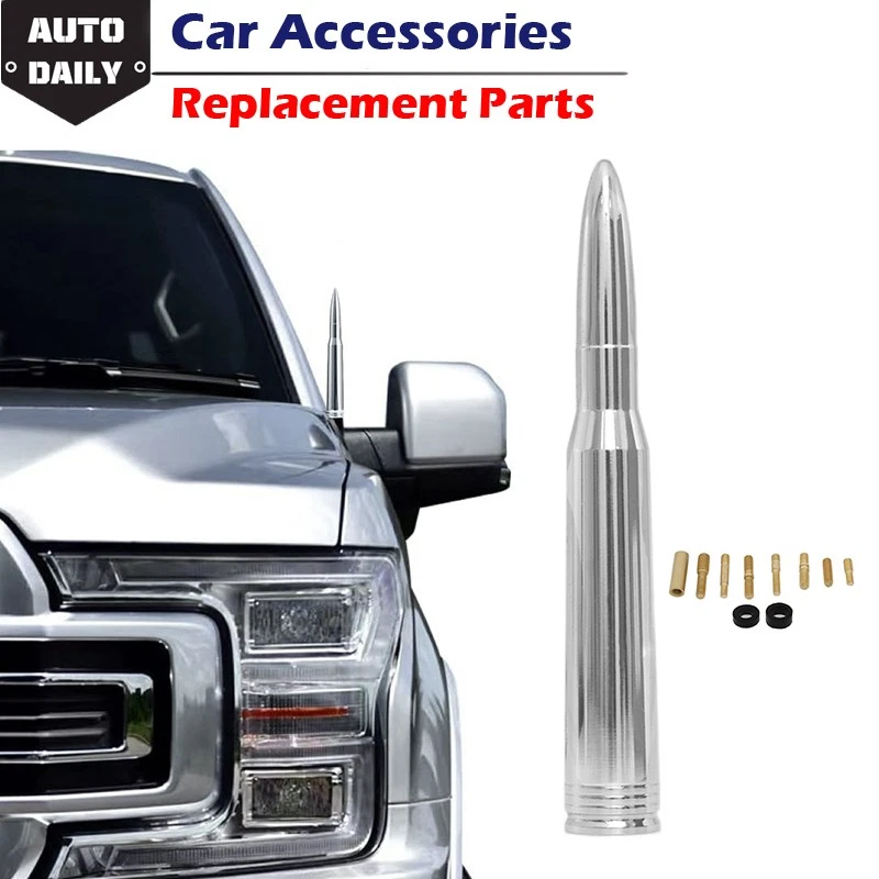 5.3 inch Chrome Bullet Antenna 50 Cal Caliber For FORD MUSTANG 1979-2009 + Screw - Image 1 of 4