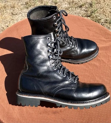 Red Wing 8 Inch Black Boots Size 8.5D Vintage 80’s Soft Toe Customized 🇺🇸 - Image 1 of 4