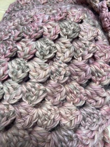 Crochet Handmande Stroller Prop Blanket Baby Blush Pink Tassels Granny Square - Picture 1 of 6