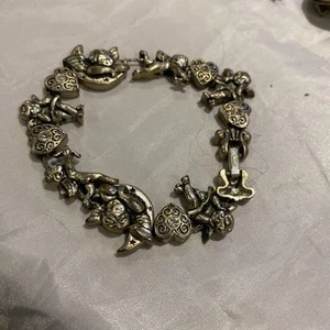 Vintage Avon Slide Charm Bracelet Silver Tone Angel Cherub Heart 90s 3” Diamet - Picture 1 of 9