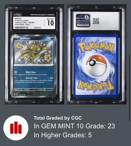 Sableye 184/091 Sv : Paldean Fates Shiny Holo Rare 2024 CGC 10 GEM COMME NEUF - Photo 1/3