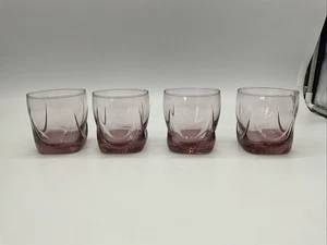 4 Rose Pink Lowball Glasses 3 1/2” T - Picture 1 of 8