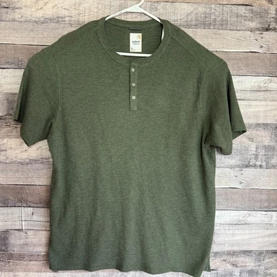 Camisa masculina Solaris Outdoors Henley XL verde waffle malha leve caminhada - Imagem 1 de 4