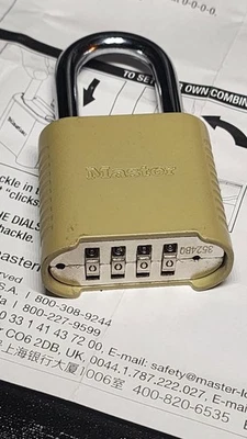 Masterlock Combination Gold Lock 2" Wide 1-1/2" Shackle - (875DLF) - Image 1 of 3