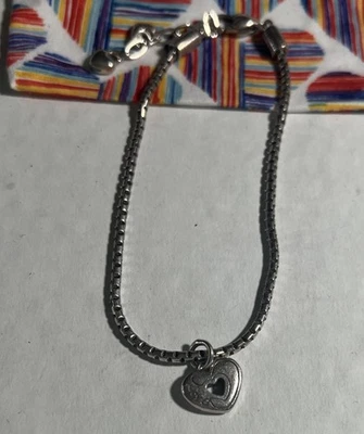 BRIGHTON Anklet LOVE 心形小饰品镀银圆形链条调整至 10 — 第 1/2 张图片