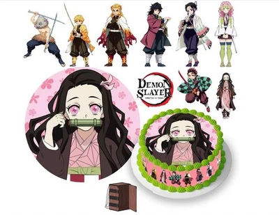 MARKENLOS Demon Slayer Essbar Tanjiro Nezuko Zuckermasse Tortenbild Tortenaufleger Muffin