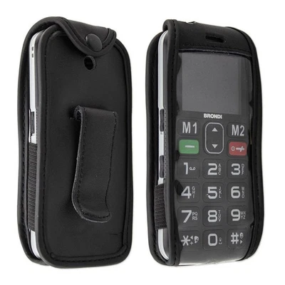 caseroxx Leather-Case with belt clip for Brondi Amico Semplice + in black made o - Image 1 of 3