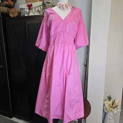 Antiguo Maxi Vestido Azul Marino 3XL Rosa Boho Cottagecore Hada Jardín Fiesta. 83 Foto 1 de 4