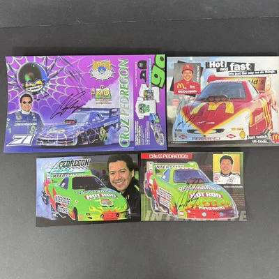 Cruz Pedregon 亲笔签名赛车卡讲义 NHRA Nitro 有趣汽车 4 件装 — 第 1/4 张图片