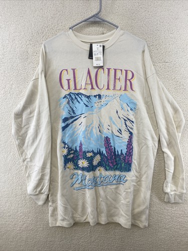 OFF WHITE Felpa Grayson Threads taglia S Glacier Montana maglione bianco sporco
