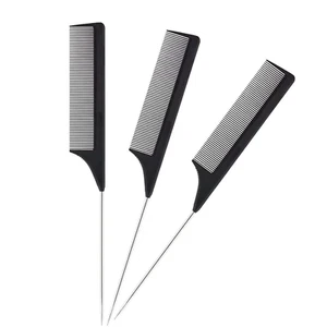 3 Pieces Metal Hair Parting Combs - Steel and Carbon Fiber Heat Resistant Teasin - Picture 1 of 7