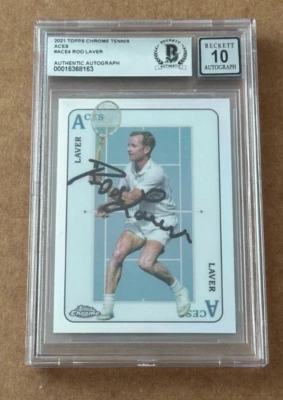 ROD LAVER SIGNED 2021 TOPPS CHROME TENNIS AUTO GRADE 10 BECKETT BAS AUTHENTIC - Image 1 of 2