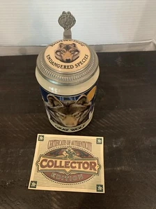 Budweiser National Wildlife Fed. Endangered Species Stein Gray Wolf 1993 - Picture 1 of 10