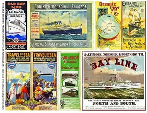 Foglio Adesivo STEAMBOAT PAPERWORK, 6 Poster Riproduzione, Biglietti e Orari - Foto 1 di 1