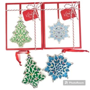 Konvolut 2 Lenox Baum & Schneeflocke Merry & Bright Multi Weihnachtsschmuck - Bild 1 von 1