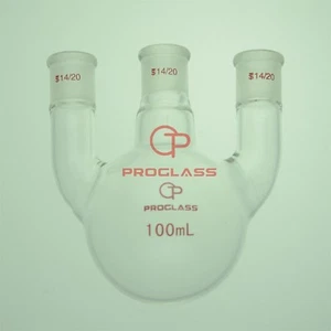 Proglass Straight 3 Necks Round Bottom Flask 100mL,14/20 Joints - Picture 1 of 1