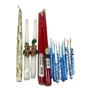 Vintage Menorah Lot Of 14 Vintage Wax Taper Candles 5.5” To 12” Tall Set Mixed - Picture 1 of 6