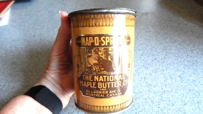 Map - O - Spread   National Maple Butter Co.  Montreal, Canada  Tin Can With Lid - Image 1 of 4