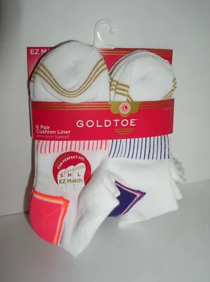 Gold Toe Big Girls' Six-Pack Cushion Liner Socks SZ Large Girls' Shoe SZ 2-10.5 - Image 1 of 4