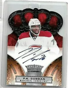 Autógrafo certificado por la realeza de novato P.K. Subban 2010 #/499 canadienses - Imagen 1 de 1