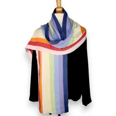 Gap Striped Scarf Multicolor Shawl Wrap Lambswood Angora Mix Soft 80 X 11 inches - Image 1 of 4