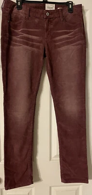 Novo com etiquetas Arizona Skinny Leg Slim Fit Veludo Jeans Zinfandel Vermelho Vintage Tamanho 11, Ano Novo - Imagem 1 de 4
