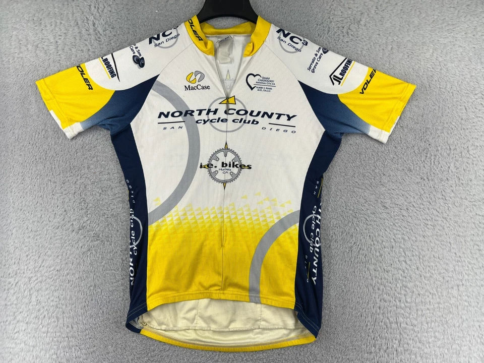 Voler Cycling Jersey Adult Large Yellow White San Diego 1/2 Zip Pockets Poly - Image 1 of 4