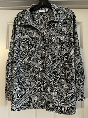 Kim Rogers Mod Classic Large Floral/Paisley Print Size L Long Sleeve Blouse  - Image 1 of 4
