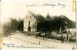 Norway Norge Stavanger - Domkirken Cathedral old real photo sepia taped corners - Picture 1 of 5