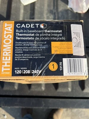 Cadet 13170 Double Pole Baseboard Mounted Thermostat Kit Ebka-1-24 New Sealed - Image 1 of 4