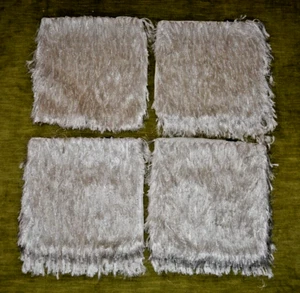 Set of 4 CYNTHIA ROWLEY Off White Shiny Fringe Shag Throw Pillow Cases 18"x18" - Picture 1 of 9