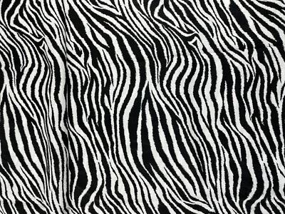 Zebra Black & White Fabric By the Panel x 44" Cotton - Image 1 of 4