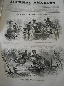 Journal Amusant 1864 Paris sur la Glace Les Martyrs du Carnaval - Picture 1 of 3