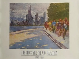 THE OLD STYLE 1990 CHICAGO MARATHON POSTER 25" X 32" DELUXE CARTA ARROTOLATA RARO!! - Foto 1 di 1
