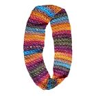 Hand Crocheted Rainbow Color Winter Scarf For Women 26" Long