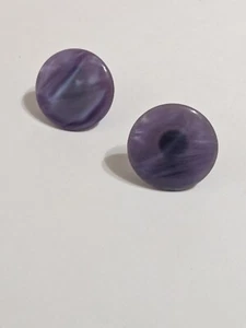 80's, 90's Vintage Round Acrylic Purple Clip On Earrings. 1 1/4 In. - Picture 1 of 10