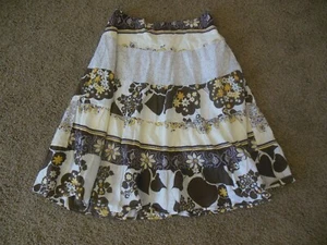 IZ BYER California Girls SKIRT size 16 brown yellow flowers polka dots - Picture 1 of 3