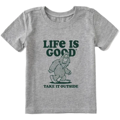 La vida es buena. Camiseta trituradora de manga corta Take it Outside para niños pequeños, gris jaspeado Foto 1 de 2
