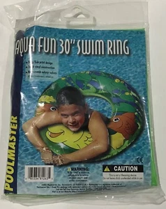 2001 Poolmaster 30" Aqua Fun Swim Ring Tubo Acqua Vinile Rane Pesci Design Piscina - Foto 1 di 2