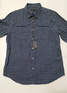 NUEVO CON ETIQUETAS Camisa John Varvatos Star EE. UU. Para Hombres Grande Azul Marino A Cuadros Manga Larga - Imagen 1 de 12