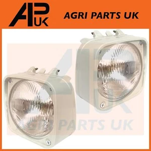 Pair of Headlight Lamps with Cowls for Ford 7610 335 2310 2610 2810 Tractor - Picture 1 of 5