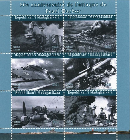 Madagascar 2021 CTO Military Stamps WWII WW2 Pearl Harbor Attack Ships 6v M/S Cover