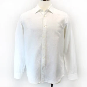 Michael Kors white linen cotton blend collared button up blouse shirt XL - Picture 1 of 8